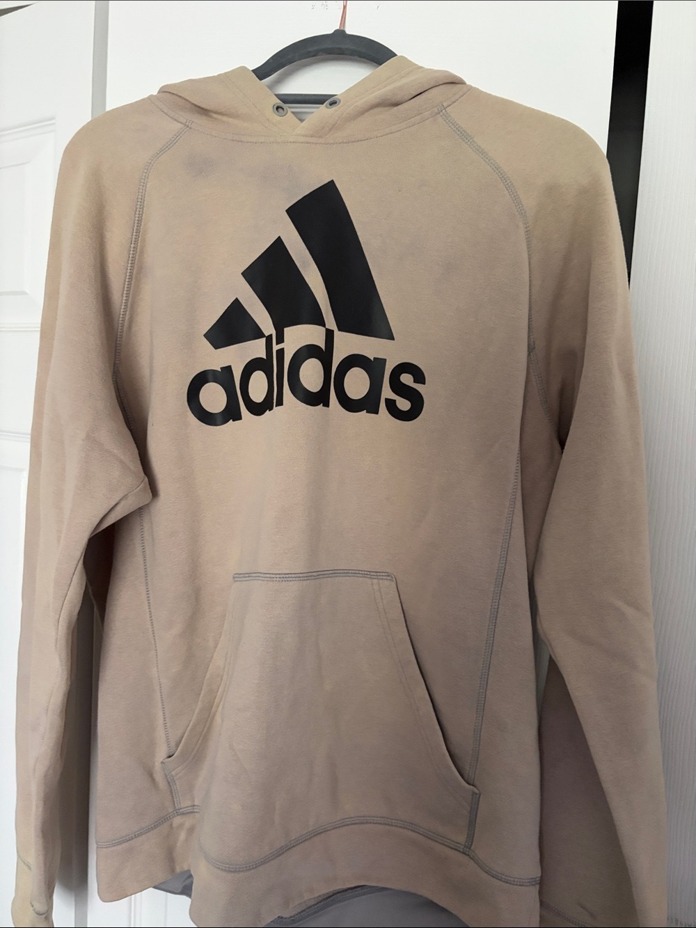 adidas Men's Tan Hoodie with Black Logo
